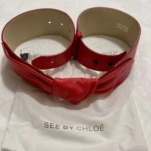 Brand New See by Chloe Red Knot Belt Size 80 See By Chloé // Red Patent Leather Kriss Bag – VSP Consignment main image 4